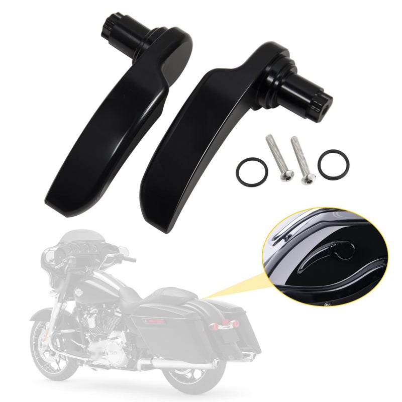 ANONEMOTO Black Saddlebag Latches Kit  Saddlebag Lifters Compatible for Harley Touring 2014-2024 Street Glide Electra Glide Road King with Hard Bag Aluminum Saddle Bag Latch Handle for Motorcycle - Image 1